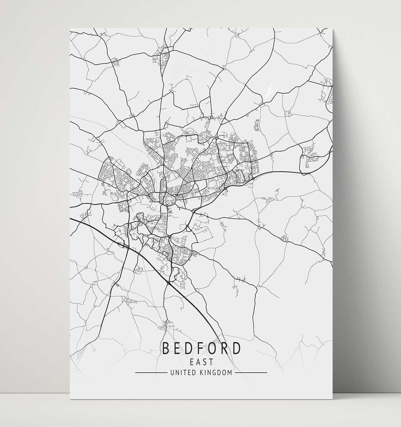 City Map Print - Bedford - East UK City Map 16x20 Unframed Print city map wall art print – UK City Map decor