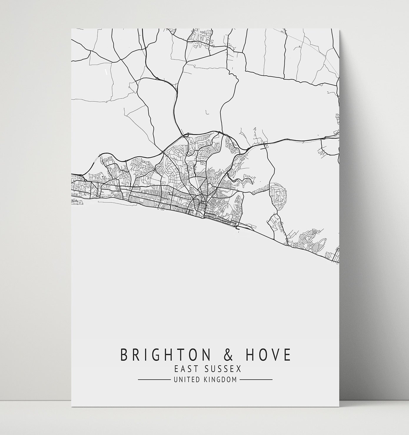City Map Print - Brighton and Hove - East Sussex UK City Map 16x20 Unframed Print city map wall art print – UK City Map decor