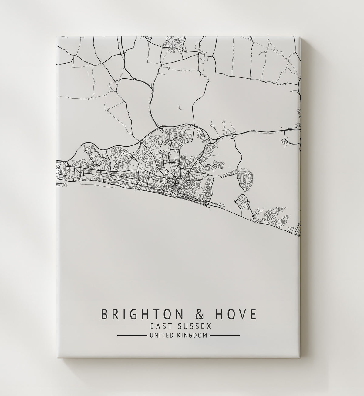 Brighton and Hove, East Sussex - UK City Map - 20x24 Canvas