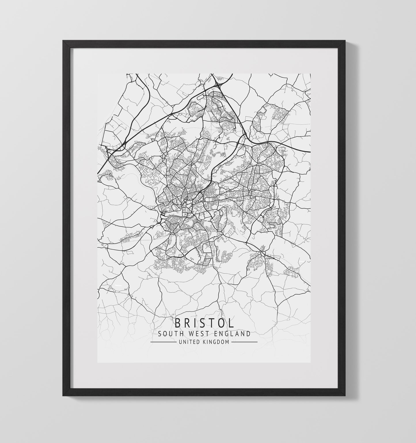 Bristol South West England UK city map print 16x20 Unframed Print