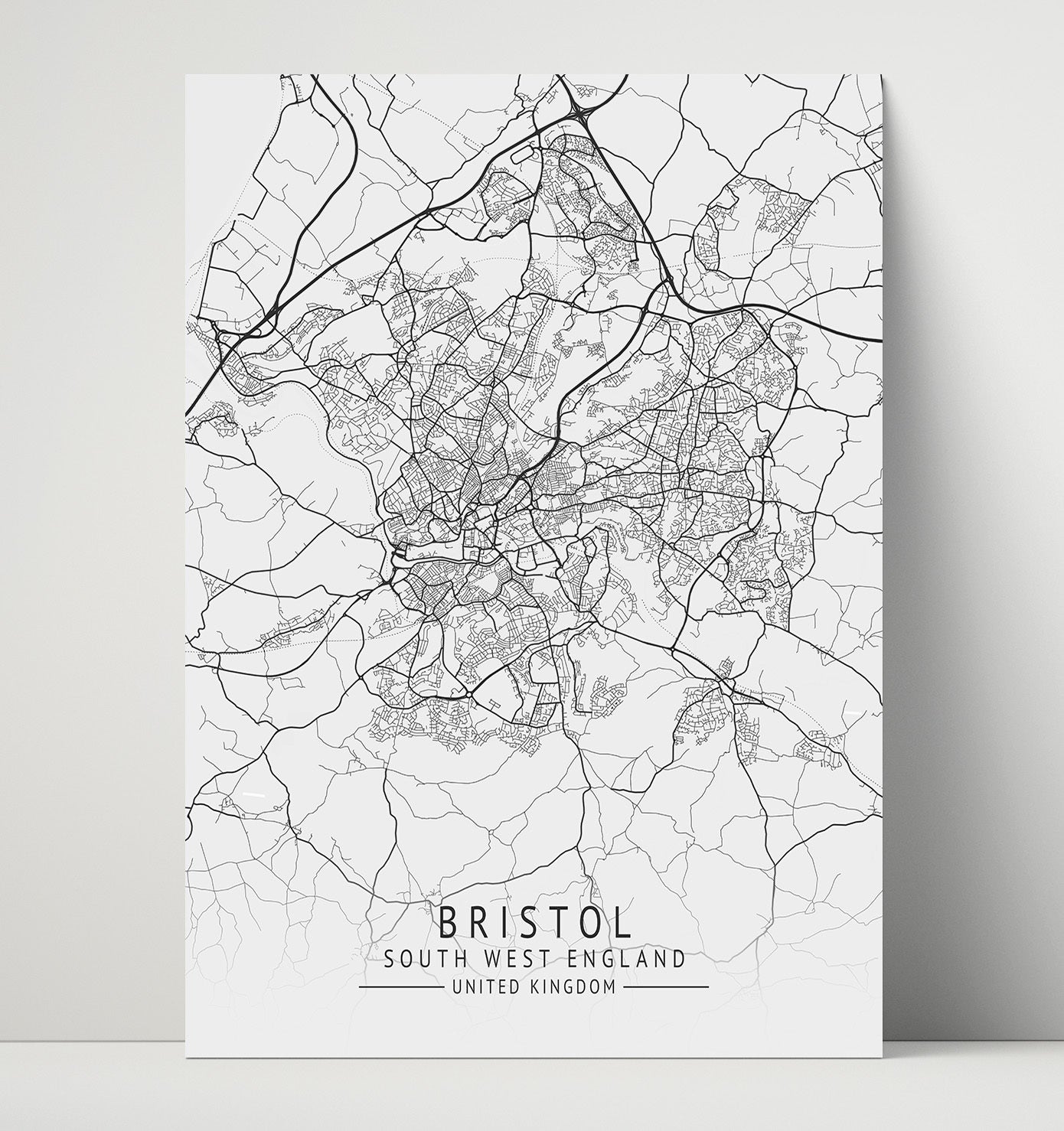 City Map Print - Bristol - South West England UK City Map 16x20 Unframed Print city map wall art print – UK City Map decor