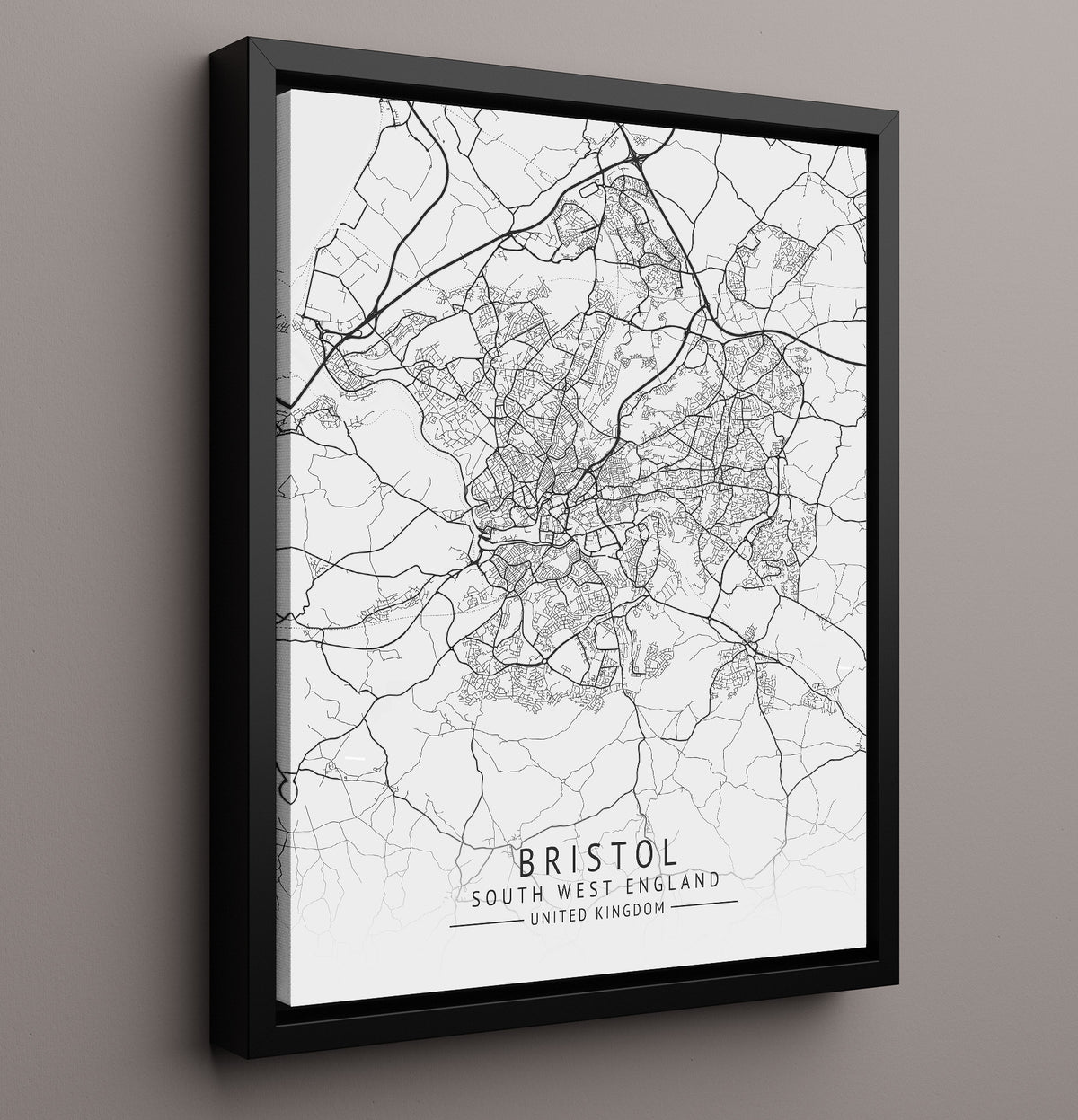Bristol, South West England - UK City Map - 16x20 Framed Canvas