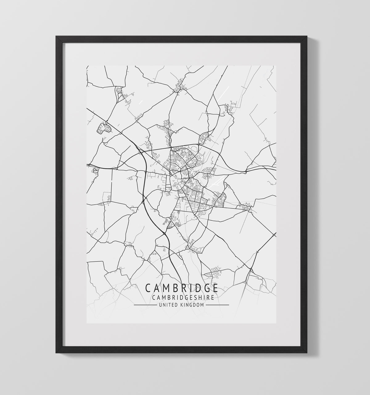 Cambridge Cambridgeshire UK city map print 16x20 Unframed Print