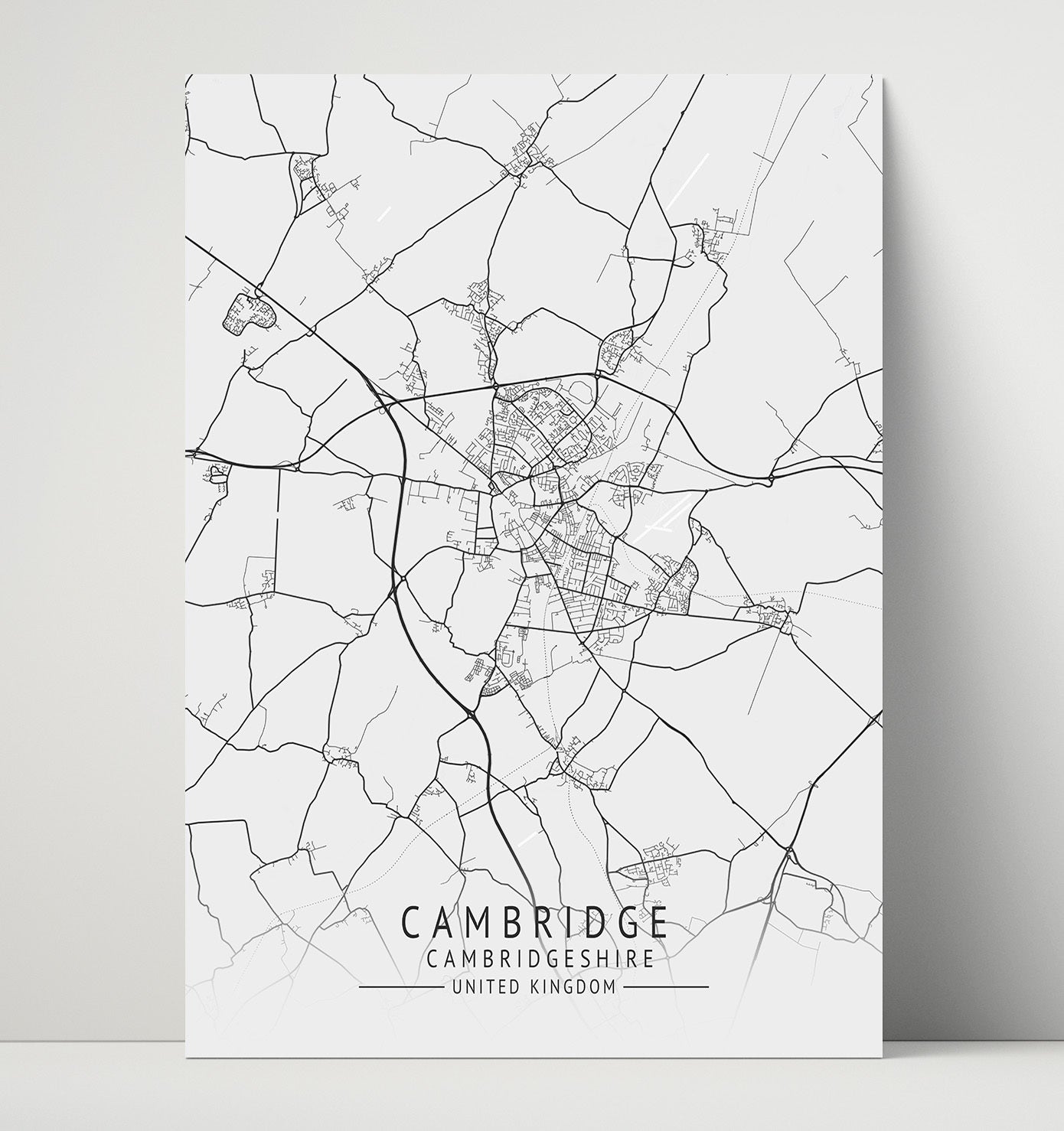 City Map Print - Cambridge - Cambridgeshire UK City Map 16x20 Unframed Print city map wall art print – UK City Map decor