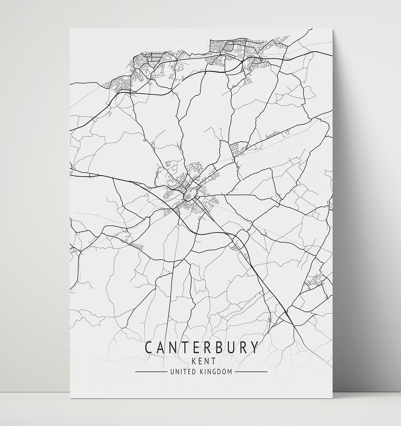 City Map Print - Canterbury - Kent UK City Map 16x20 Unframed Print city map wall art print – UK City Map decor
