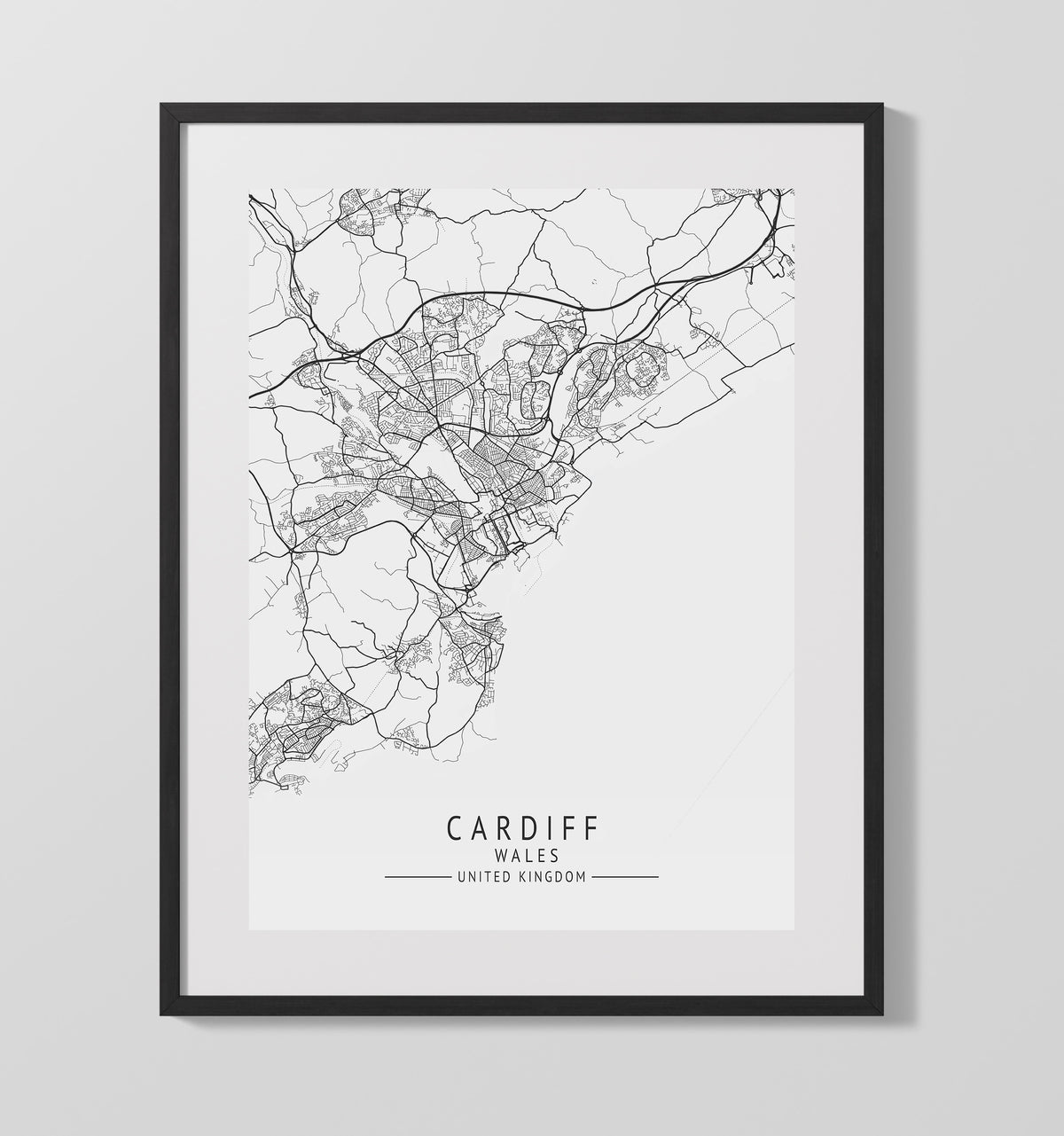 Cardiff Wales UK city map print 16x20 Unframed Print