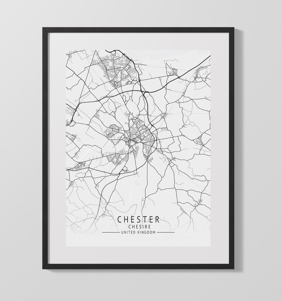 Chester Chesire UK city map print 16x20 Unframed Print