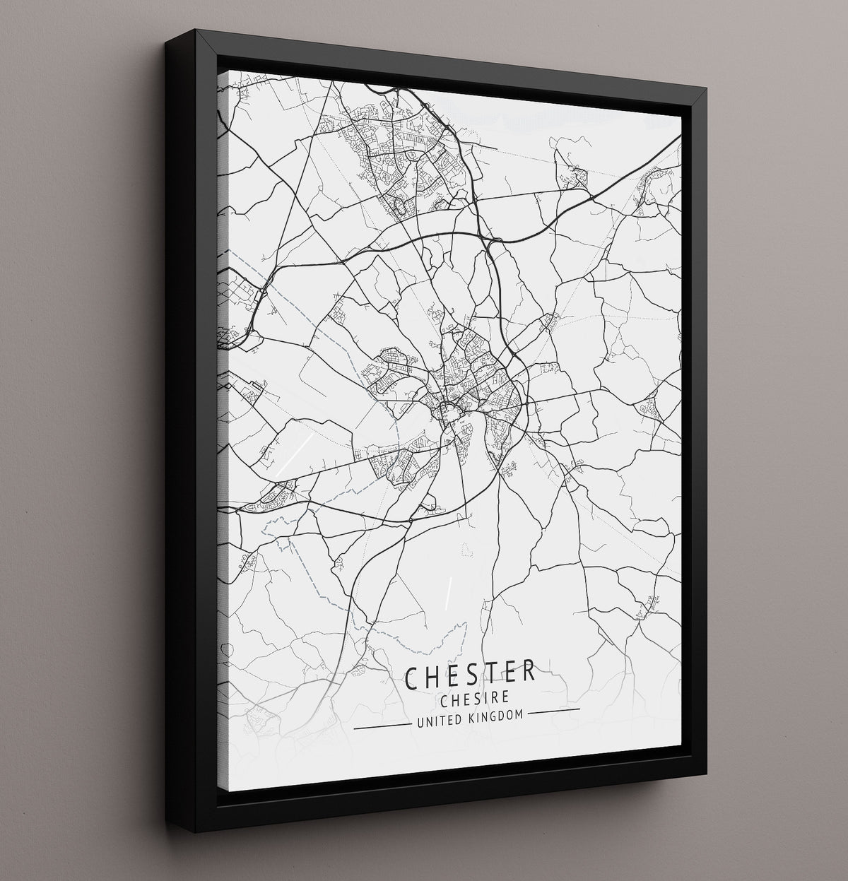 Chester, Chesire - UK City Map - 16x20 Framed Canvas