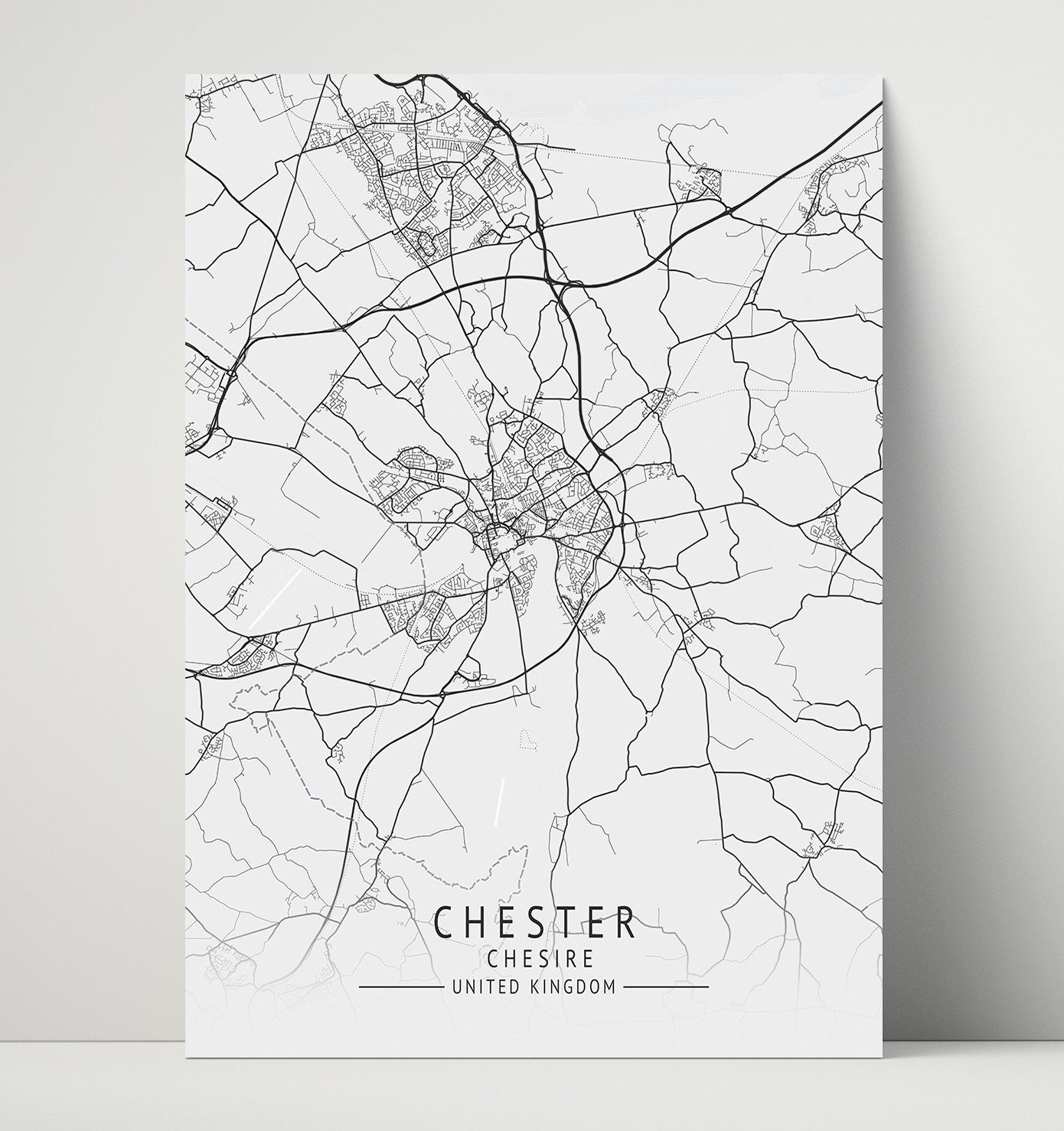 City Map Print - Chester - Chesire UK City Map 16x20 Unframed Print city map wall art print – UK City Map decor