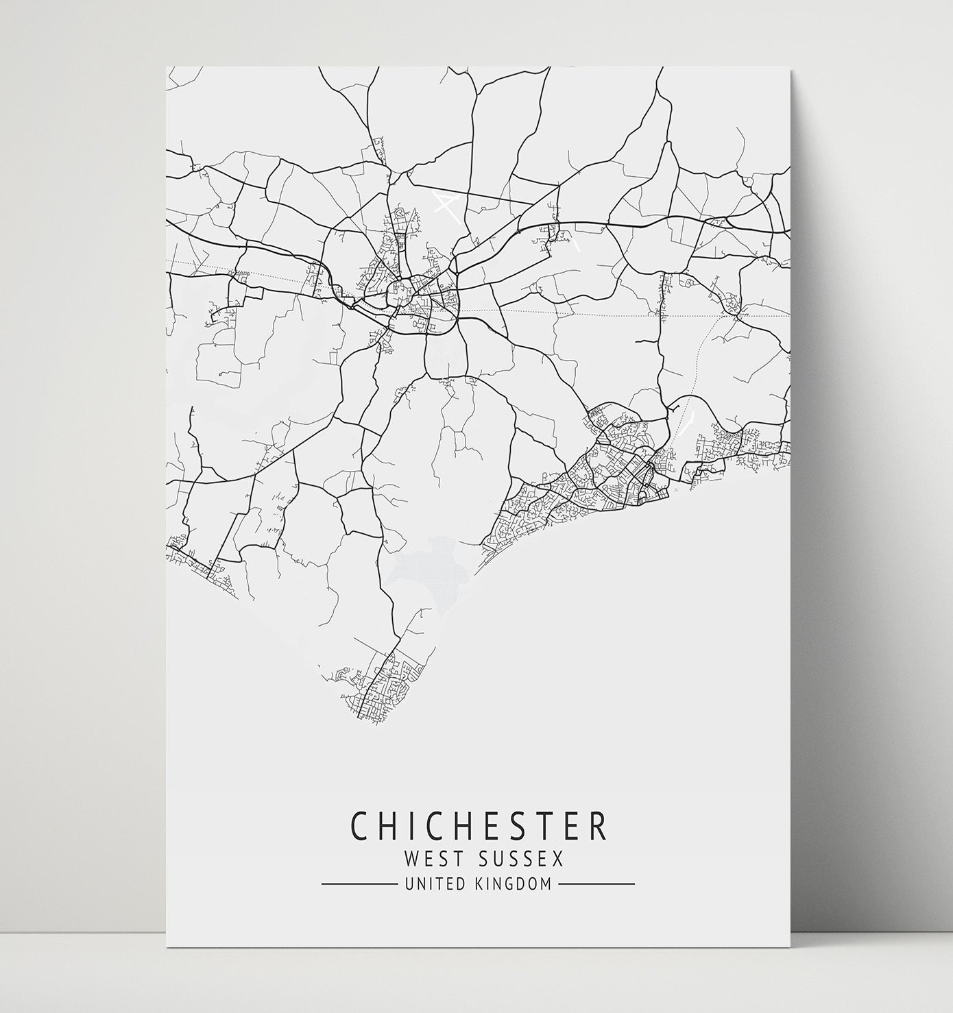 City Map Print - Chichester - West Sussex UK City Map 16x20 Unframed Print city map wall art print – UK City Map decor