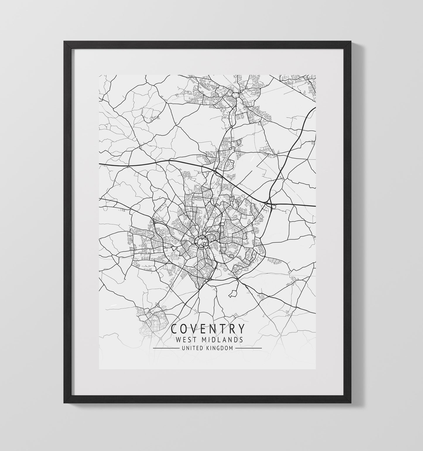 Coventry West Midlands UK city map print 16x20 Unframed Print