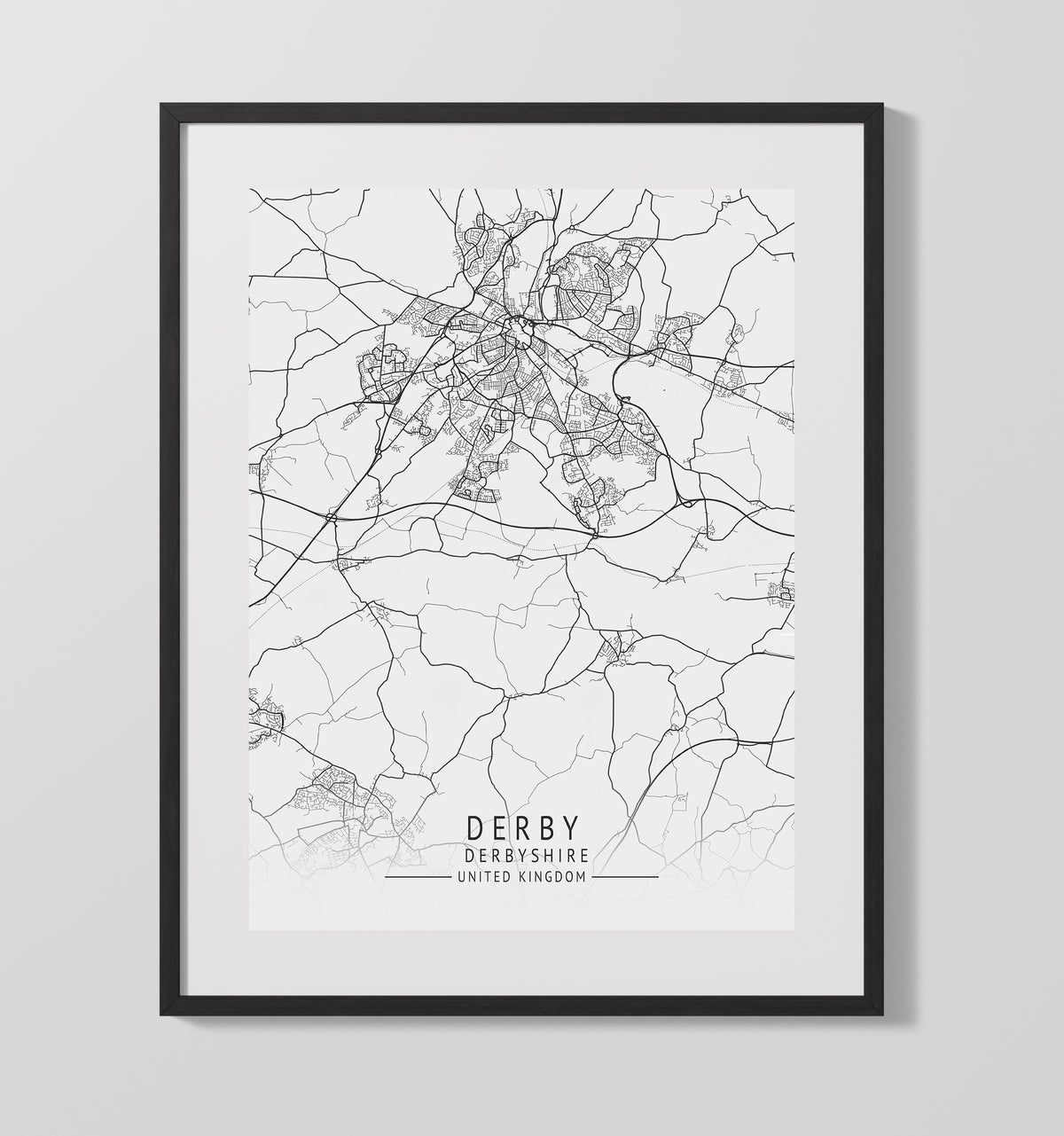 Derby Derbyshire UK city map print 16x20 Unframed Print
