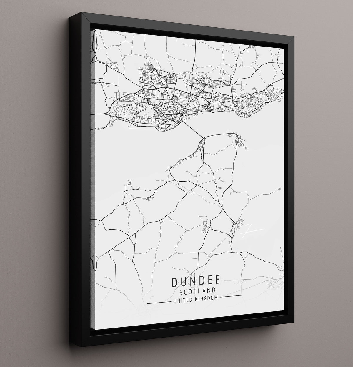 Dundee, Scotland - UK City Map - 16x20 Framed Canvas