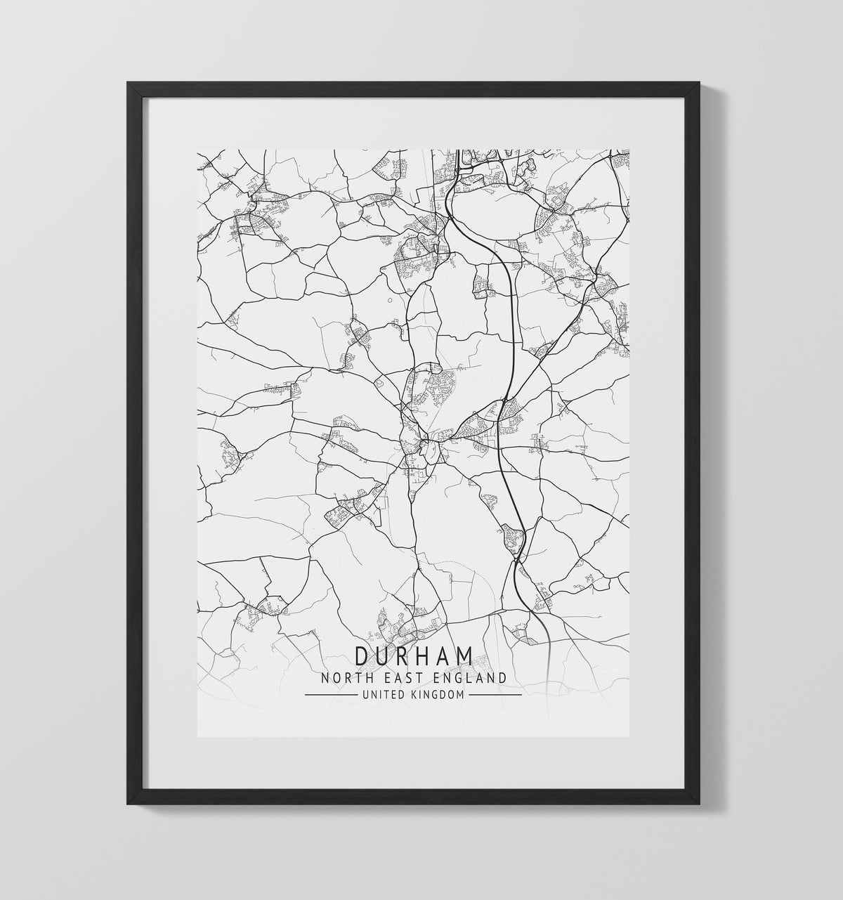 Durham North East England UK city map print 16x20 Unframed Print