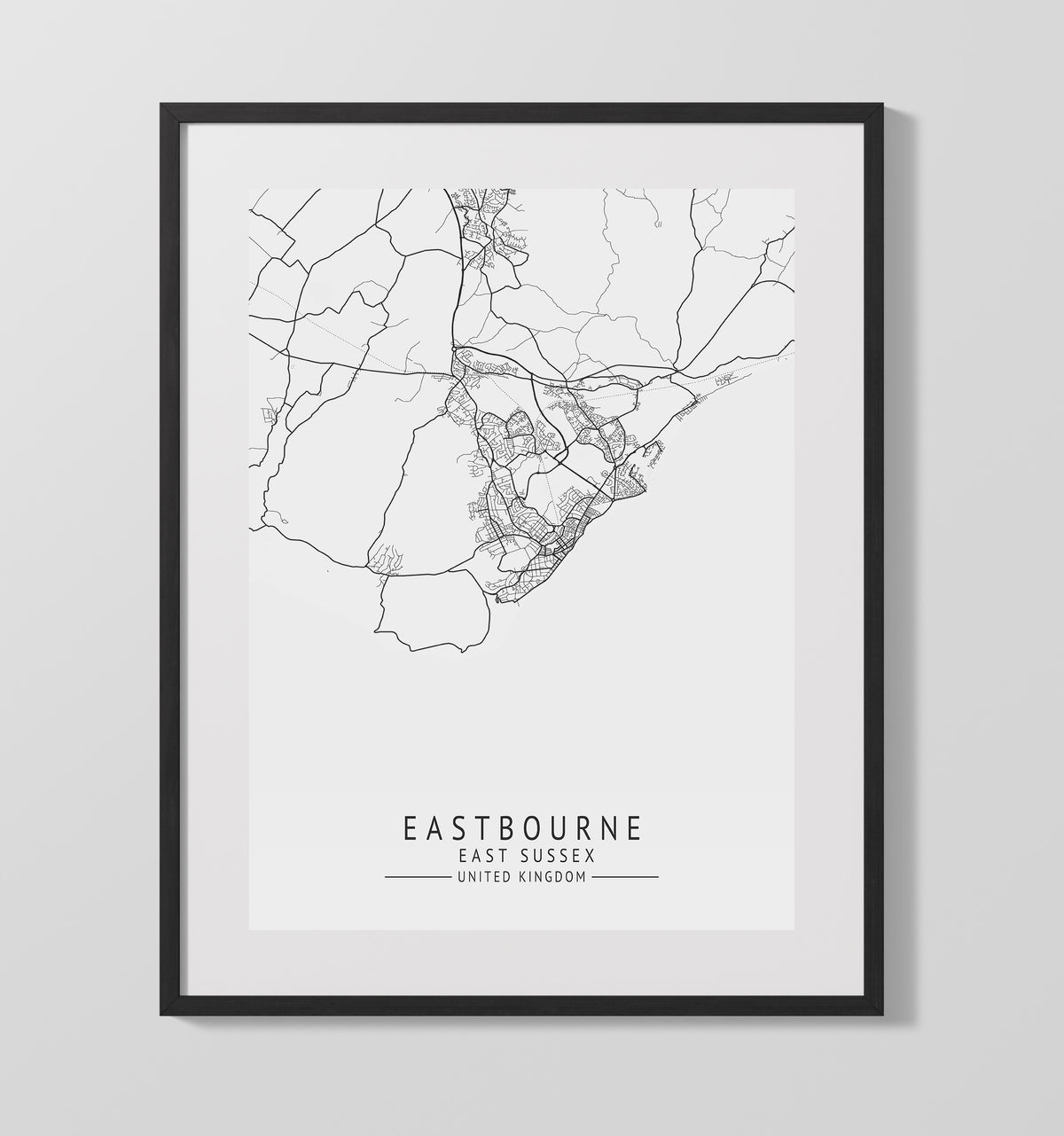Eastbourne East Sussex UK city map print 16x20 Unframed Print