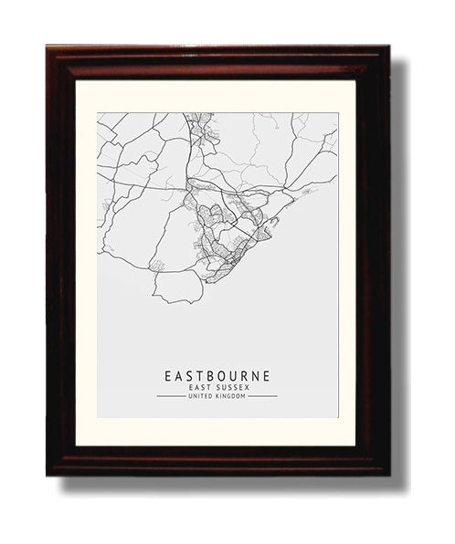 Eastbourne, East Sussex - UK City Map - 8x10 Beveled Frame