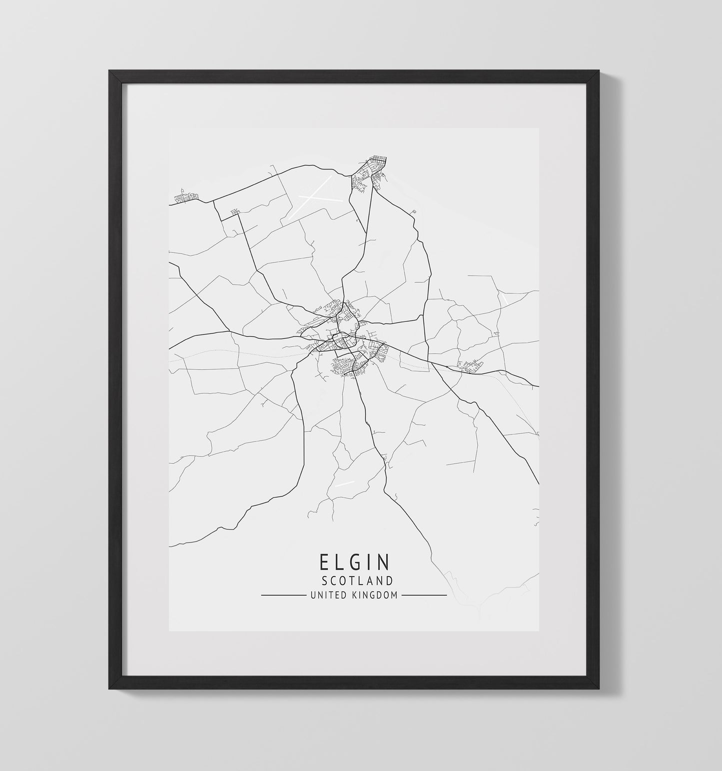 Elgin Scotland UK city map print 16x20 Unframed Print