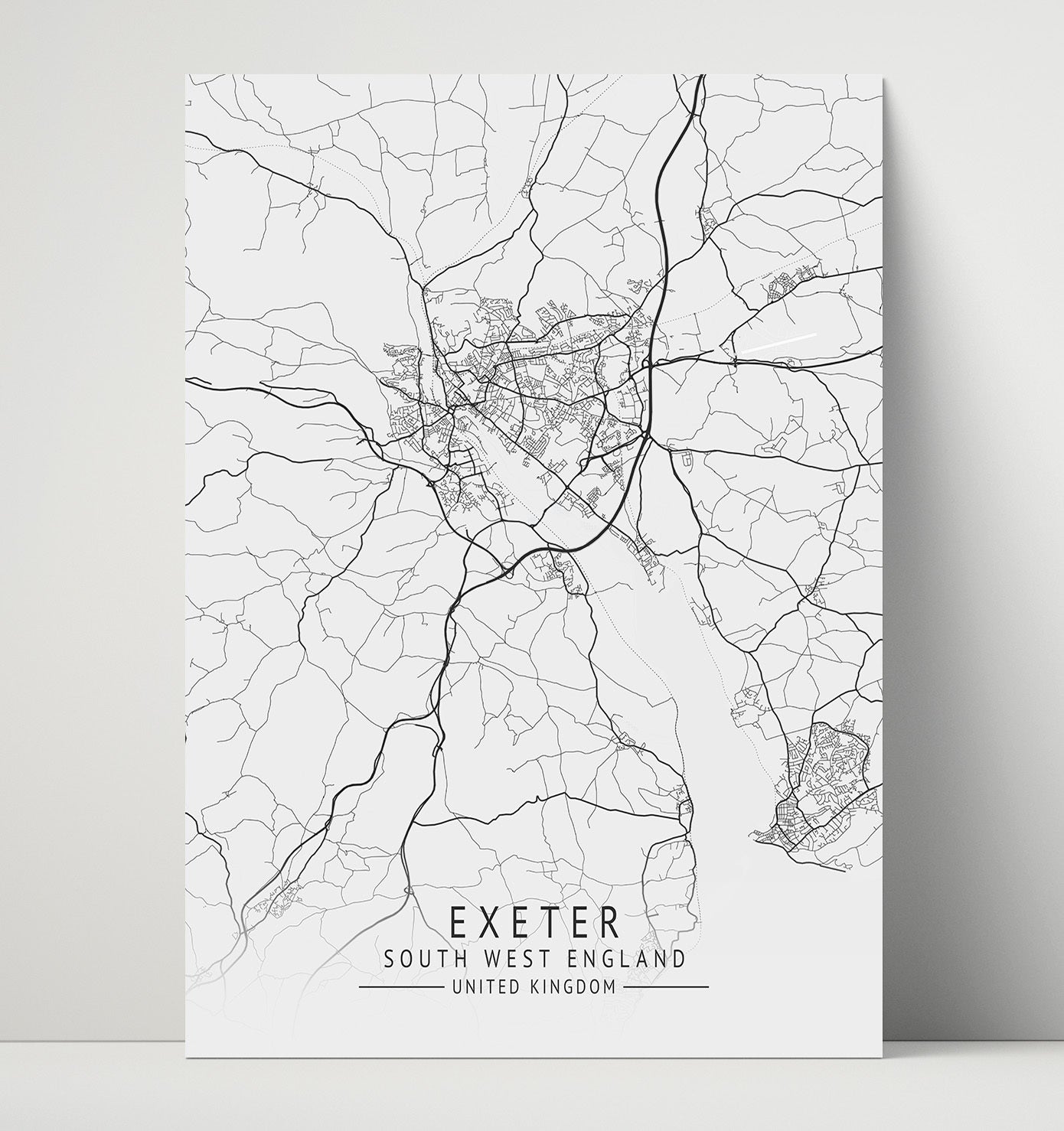 City Map Print - Exeter - South West England UK City Map 16x20 Unframed Print city map wall art print – UK City Map decor