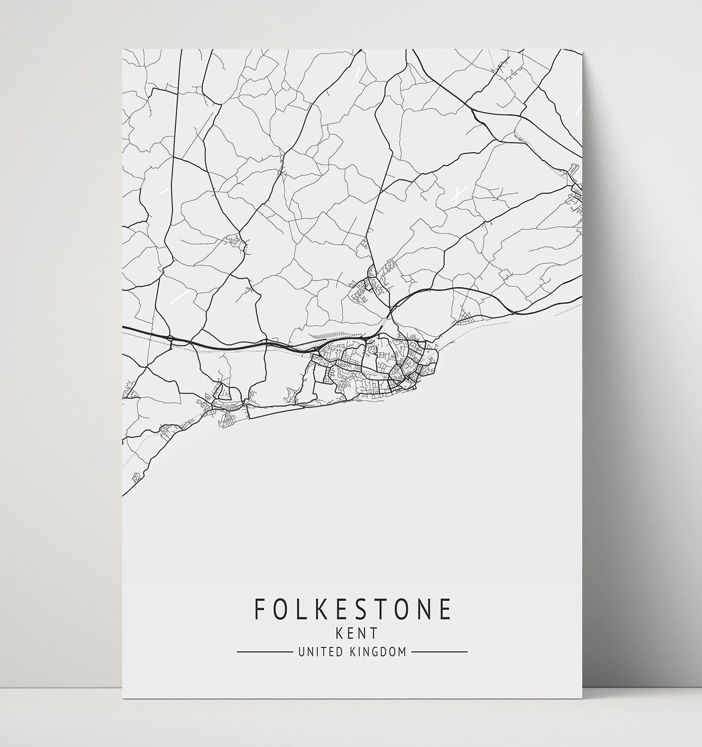 City Map Print - Folkestone - Kent UK City Map 16x20 Unframed Print city map wall art print – UK City Map decor