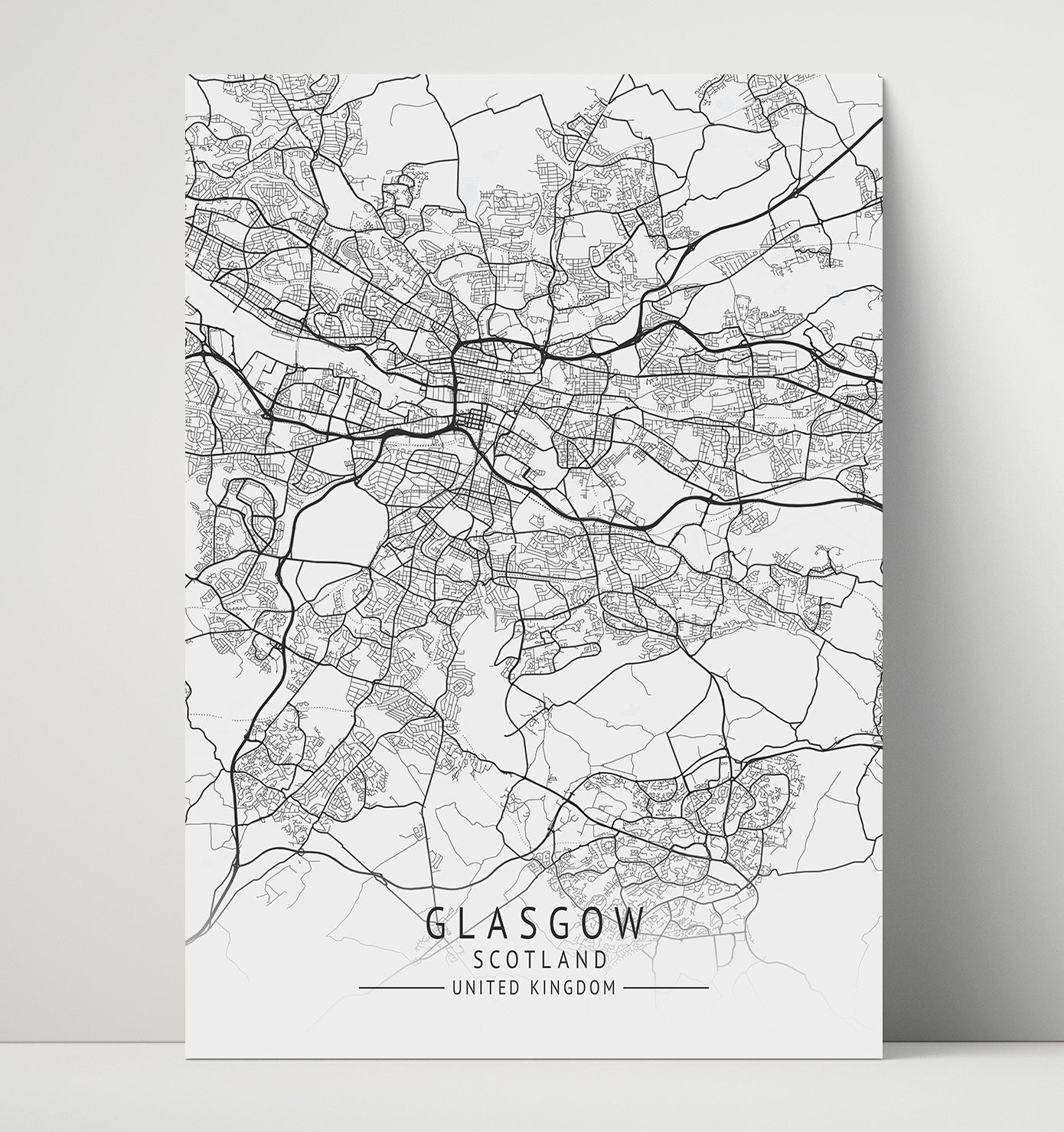 City Map Print - Glasgow - Scotland UK City Map 16x20 Unframed Print city map wall art print – UK City Map decor