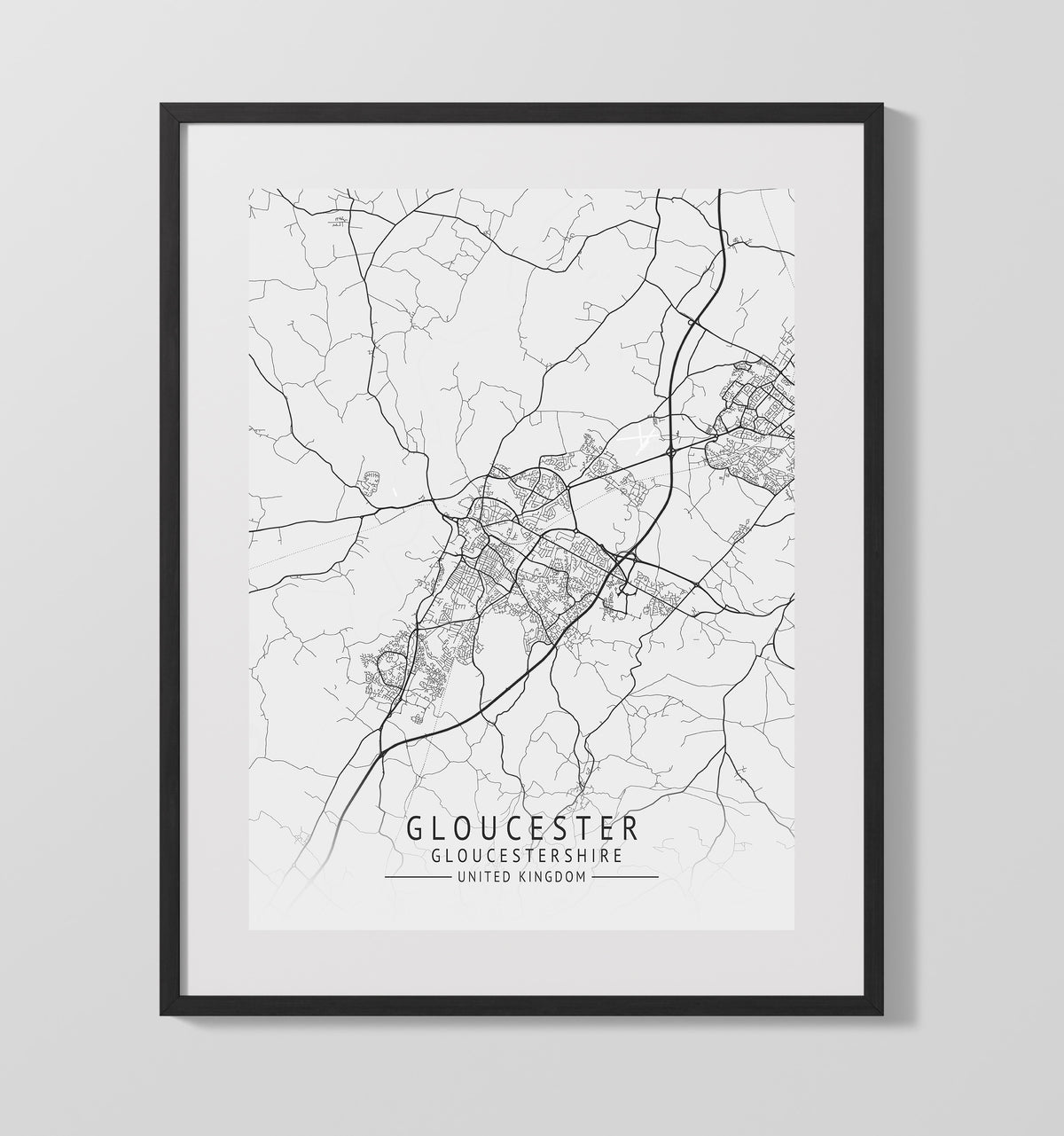 Gloucester Gloucestershire UK city map print 16x20 Unframed Print
