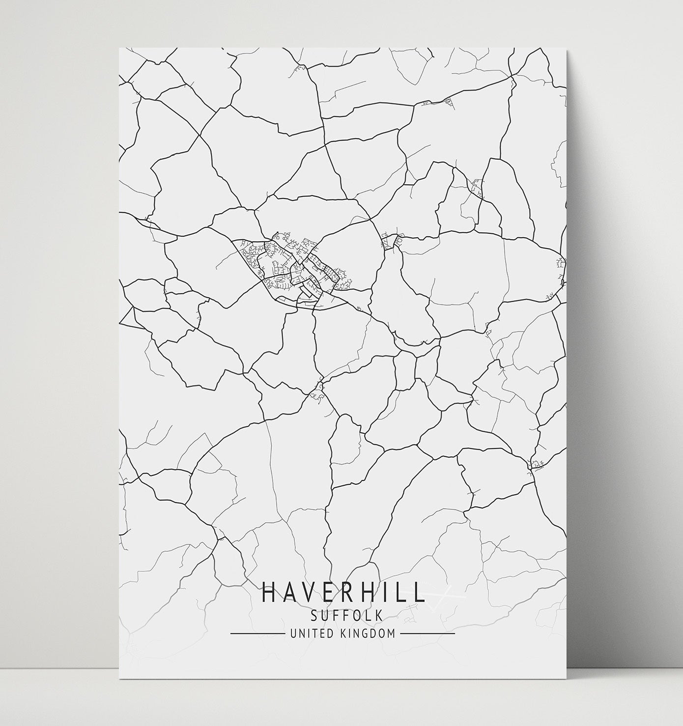 City Map Print - Haverhill - Suffolk UK City Map 16x20 Unframed Print city map wall art print – UK City Map decor