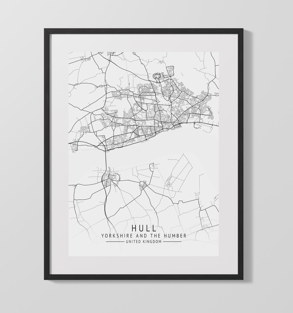 Hull Yorkshire And The Humber UK city map print 16x20 Unframed Print