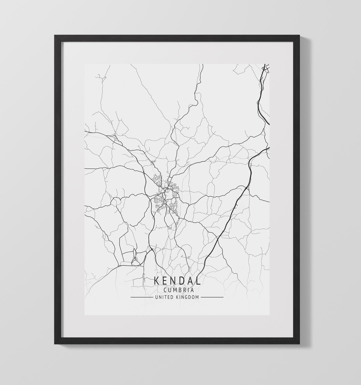 Kendal Cumbria UK city map print 16x20 Unframed Print