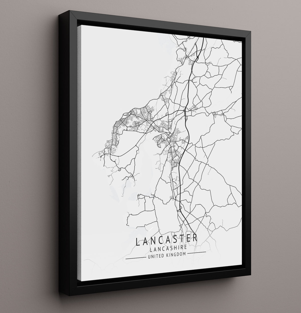 Lancaster, Lancashire - UK City Map - 16x20 Framed Canvas
