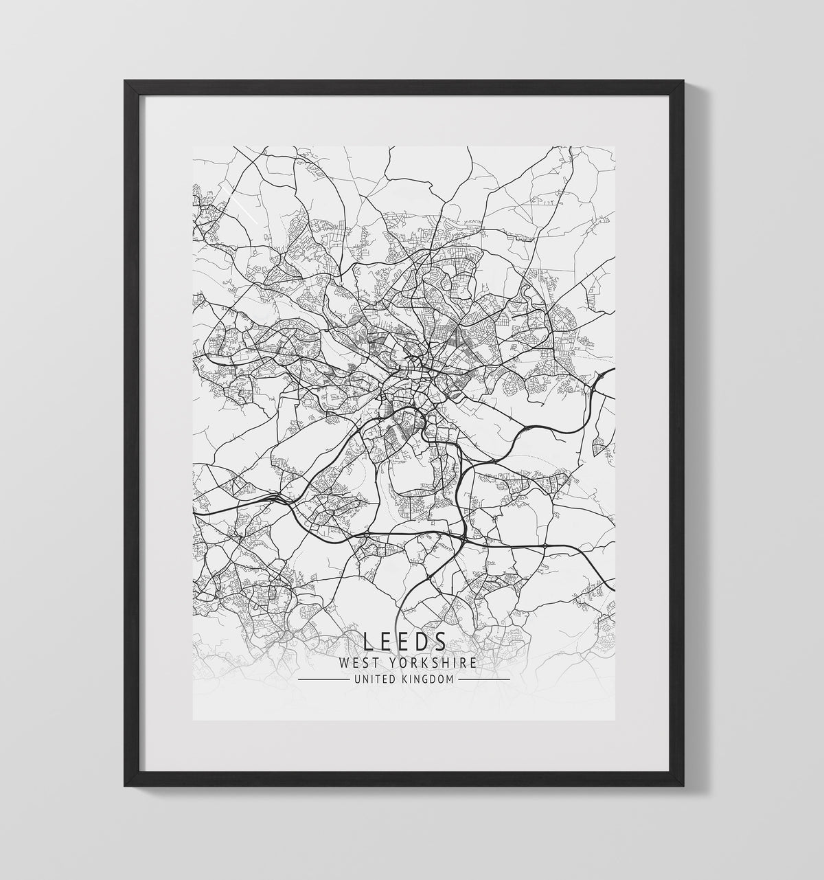 Leeds West Yorkshire UK city map print 16x20 Unframed Print