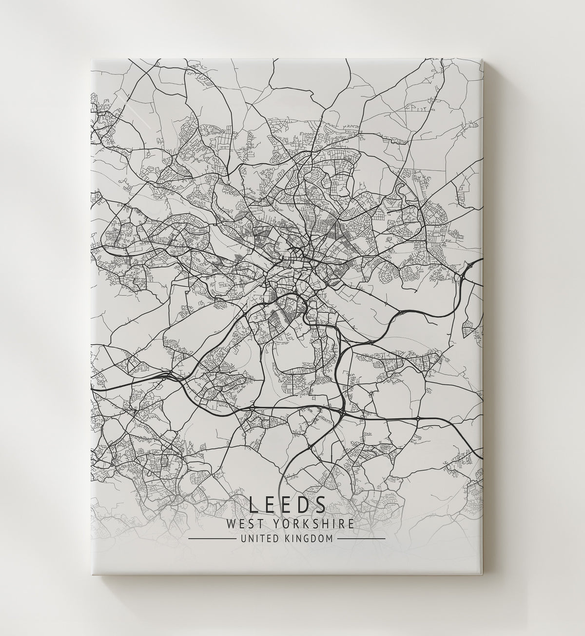 Leeds, West Yorkshire - UK City Map - 20x24 Canvas