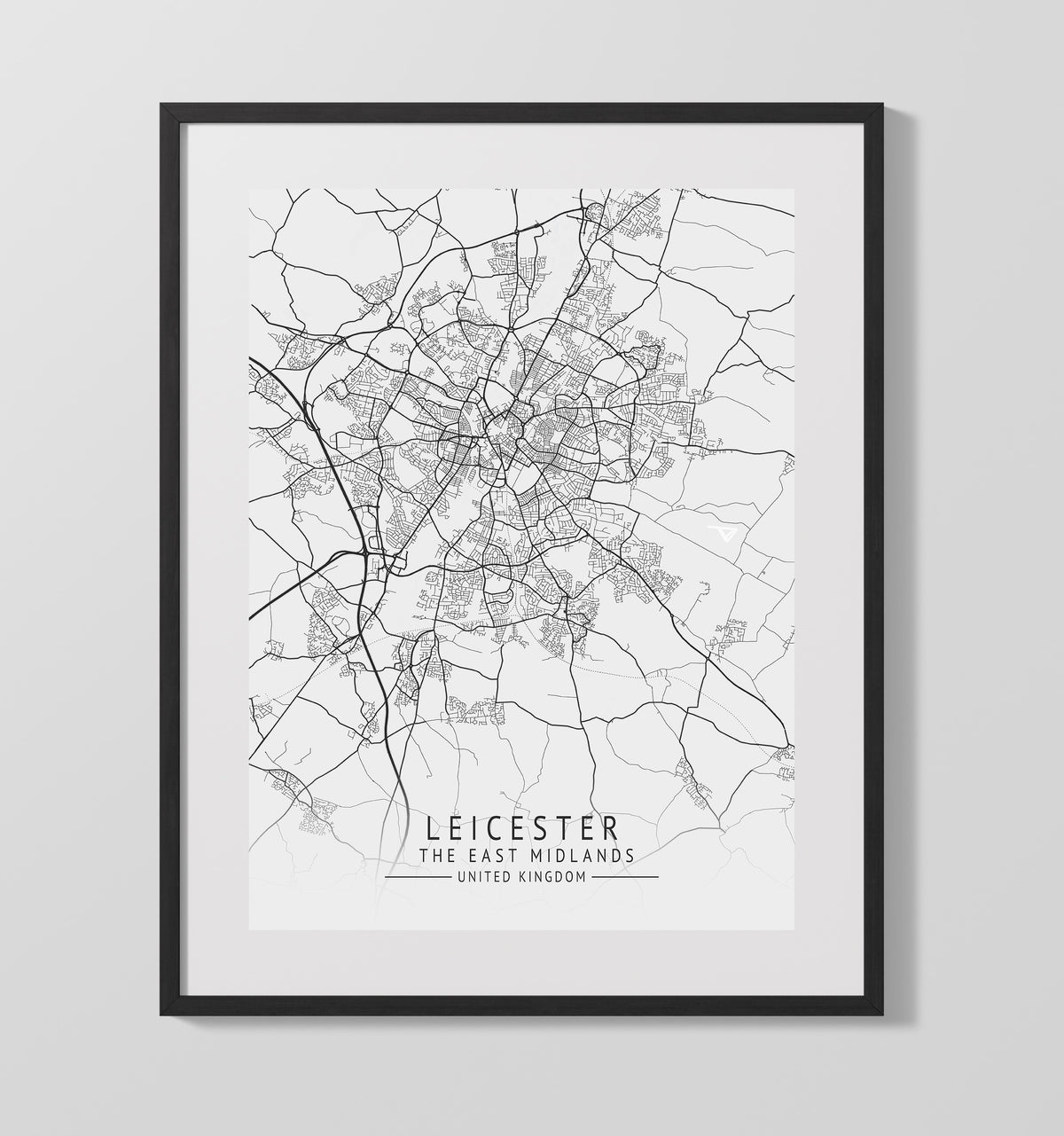 Leicester The East Midlands UK city map print 16x20 Unframed Print
