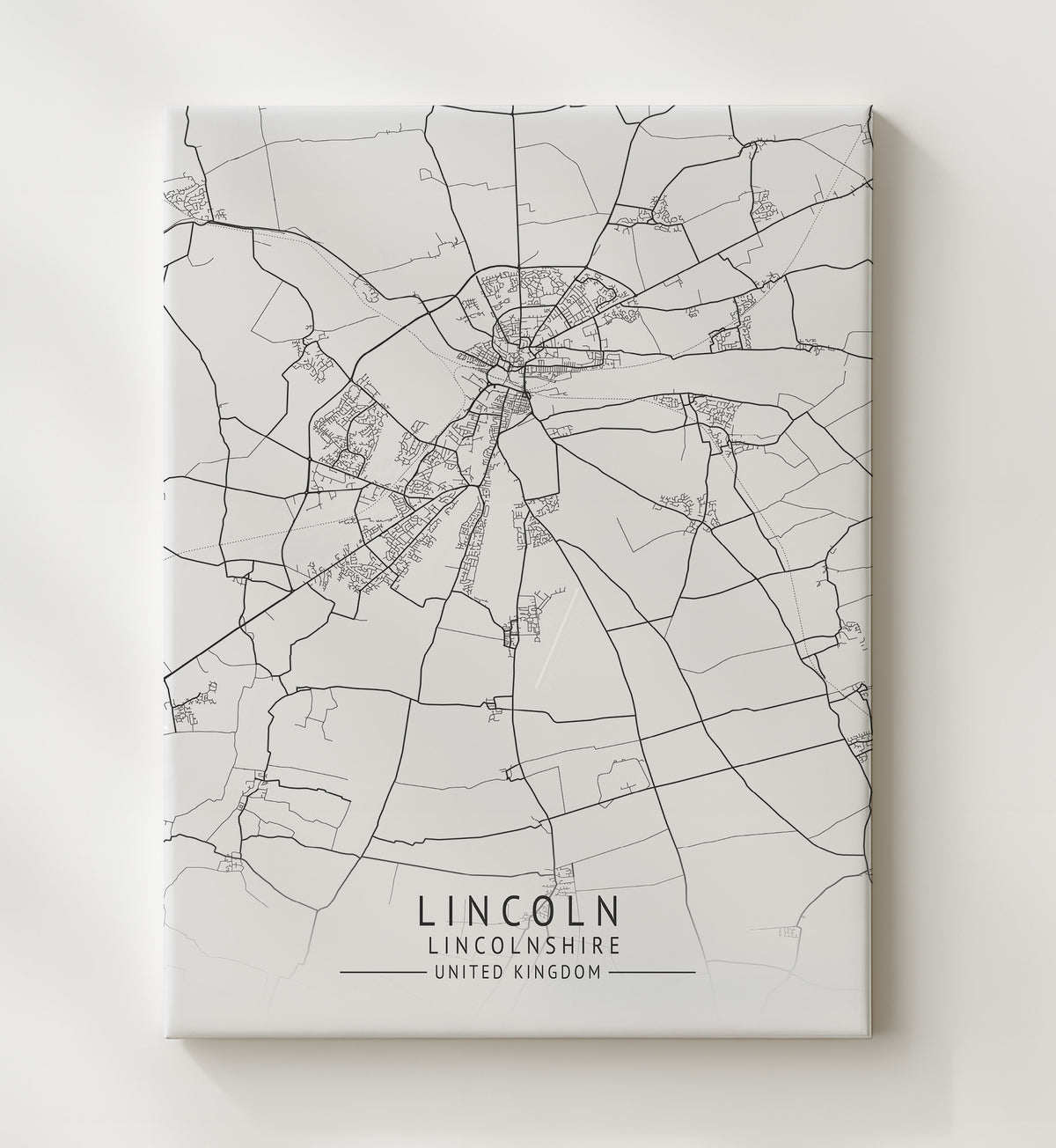 Lincoln, Lincolnshire - UK City Map - 20x24 Canvas