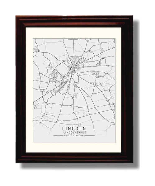 Lincoln, Lincolnshire - UK City Map - 8x10 Beveled Frame