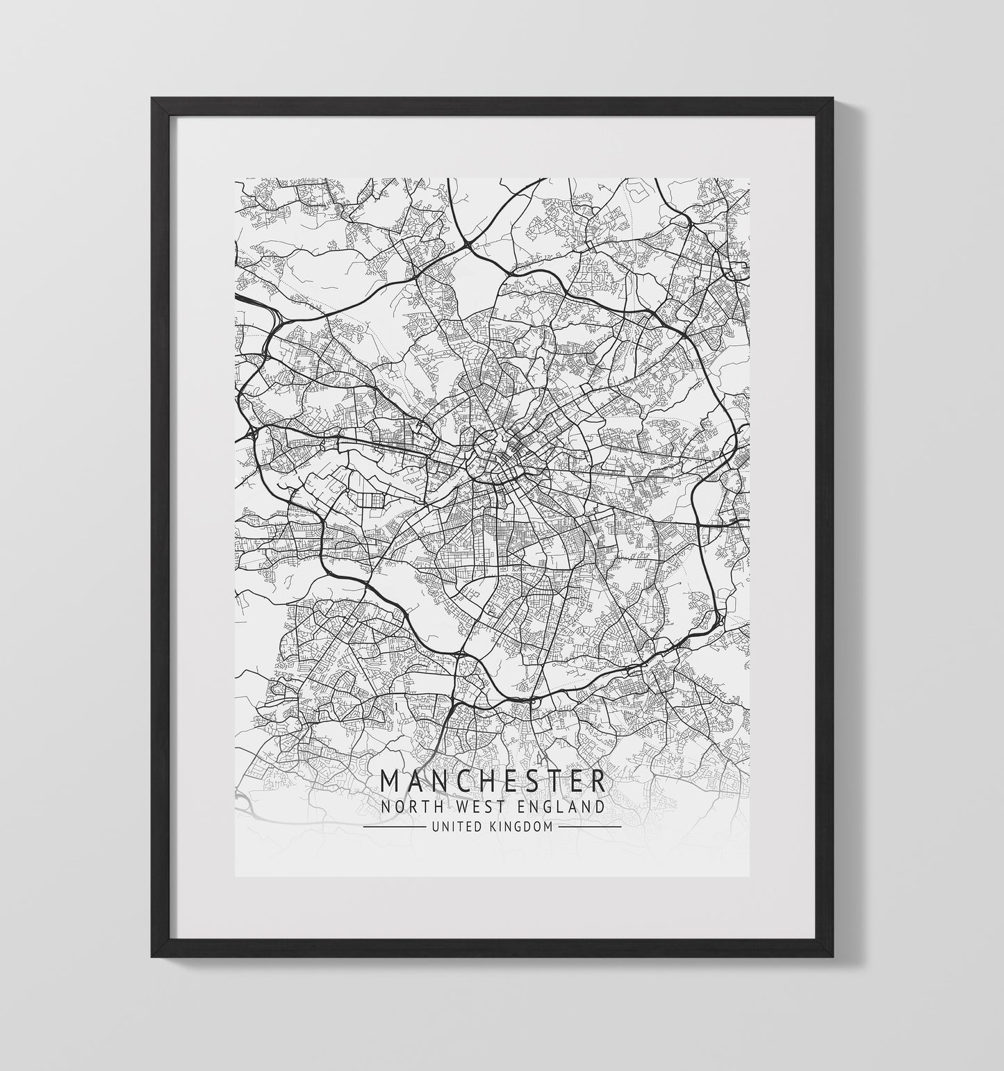 Manchester North West England UK city map print 16x20 Unframed Print