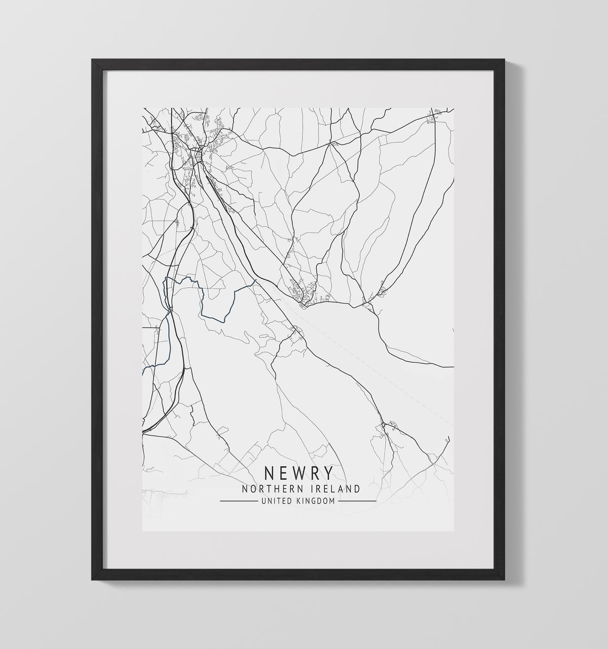 Newry Northern Ireland UK city map print 16x20 Unframed Print
