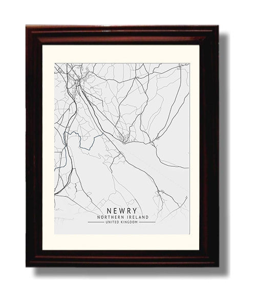 Newry, Northern Ireland - UK City Map - 8x10 Beveled Frame