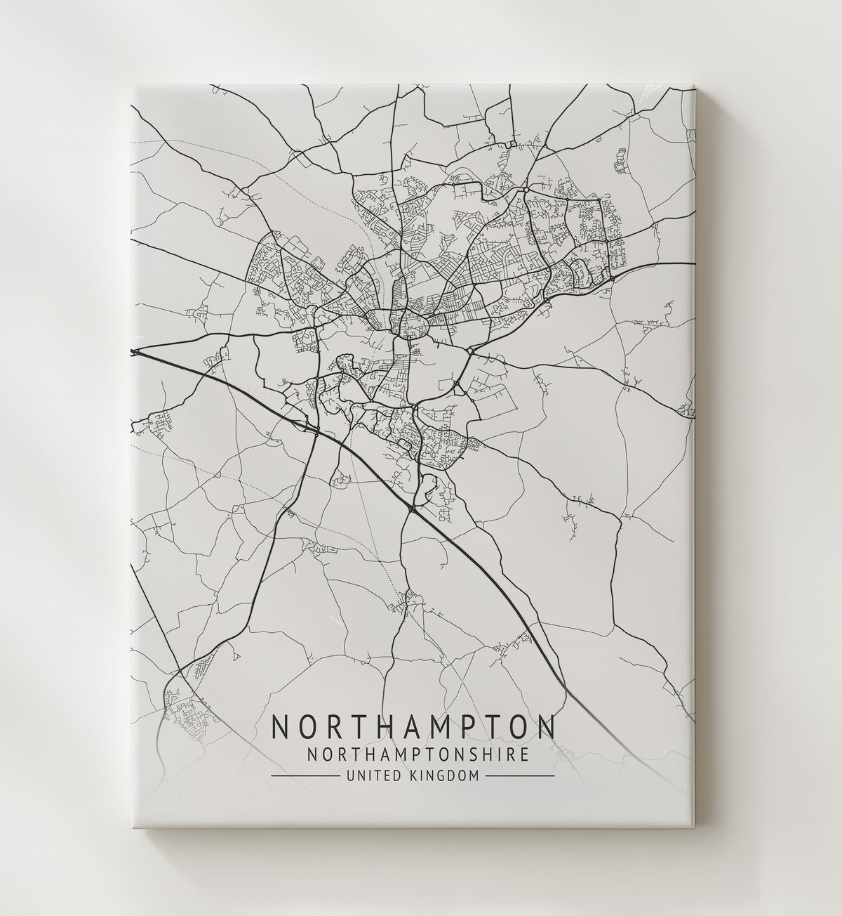 Northampton, Northamptonshire - UK City Map - 20x24 Canvas
