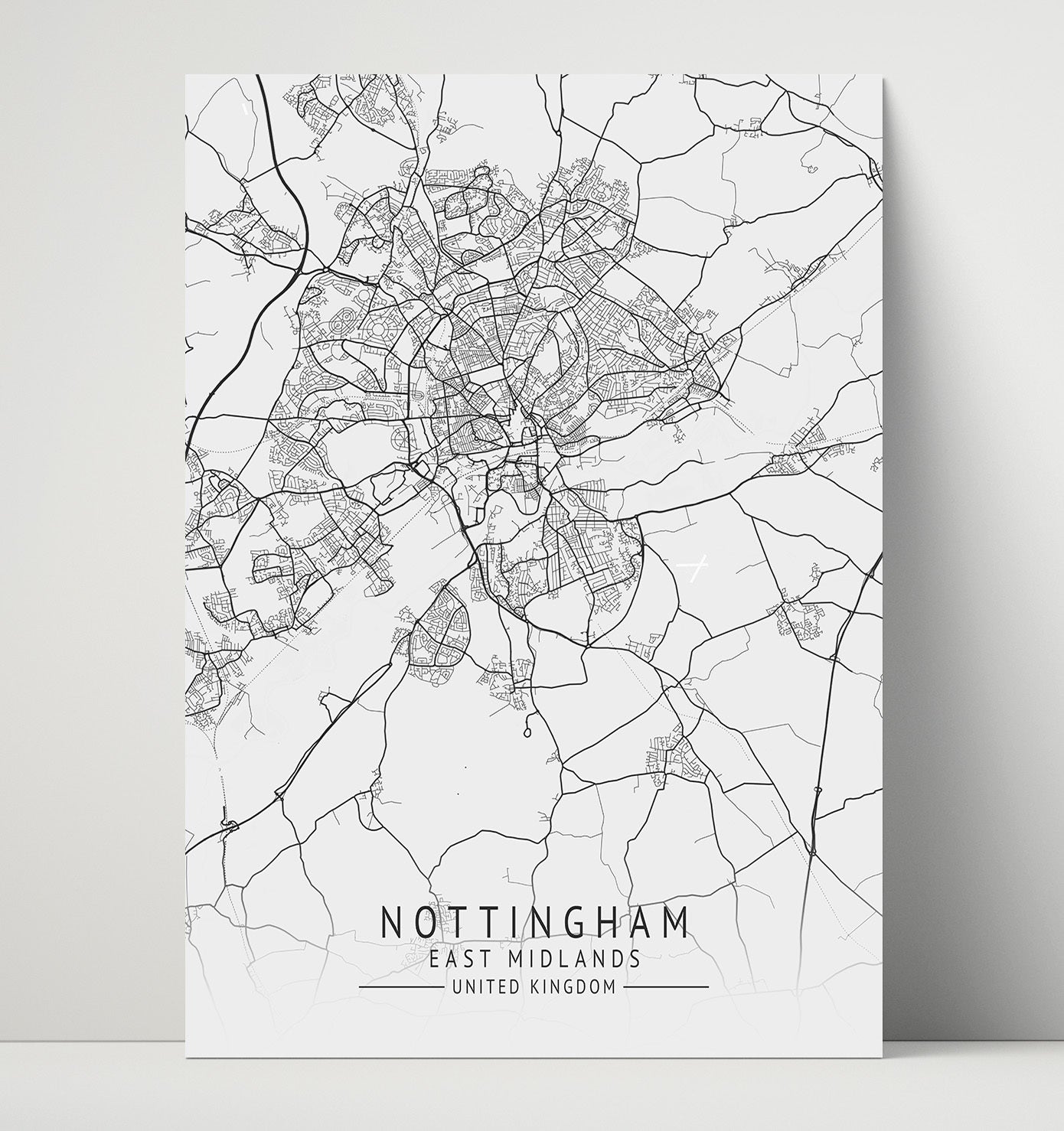 City Map Print - Nottingham - East Midlands UK City Map 16x20 Unframed Print city map wall art print – UK City Map decor