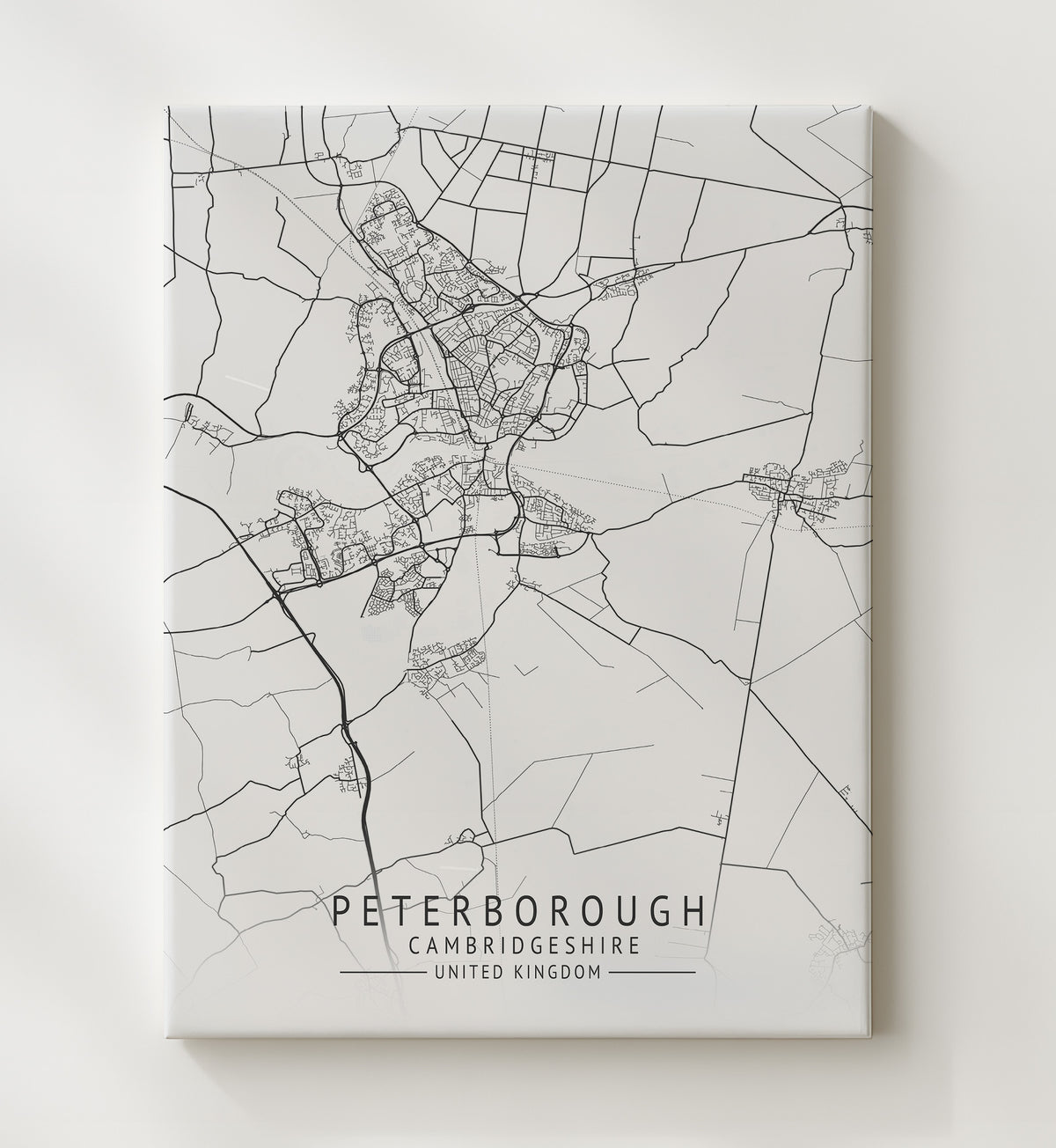 Peterborough, Cambridgeshire - UK City Map - 20x24 Canvas