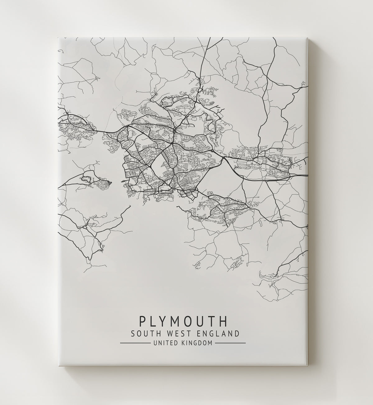 Plymouth, South West England - UK City Map - 20x24 Canvas