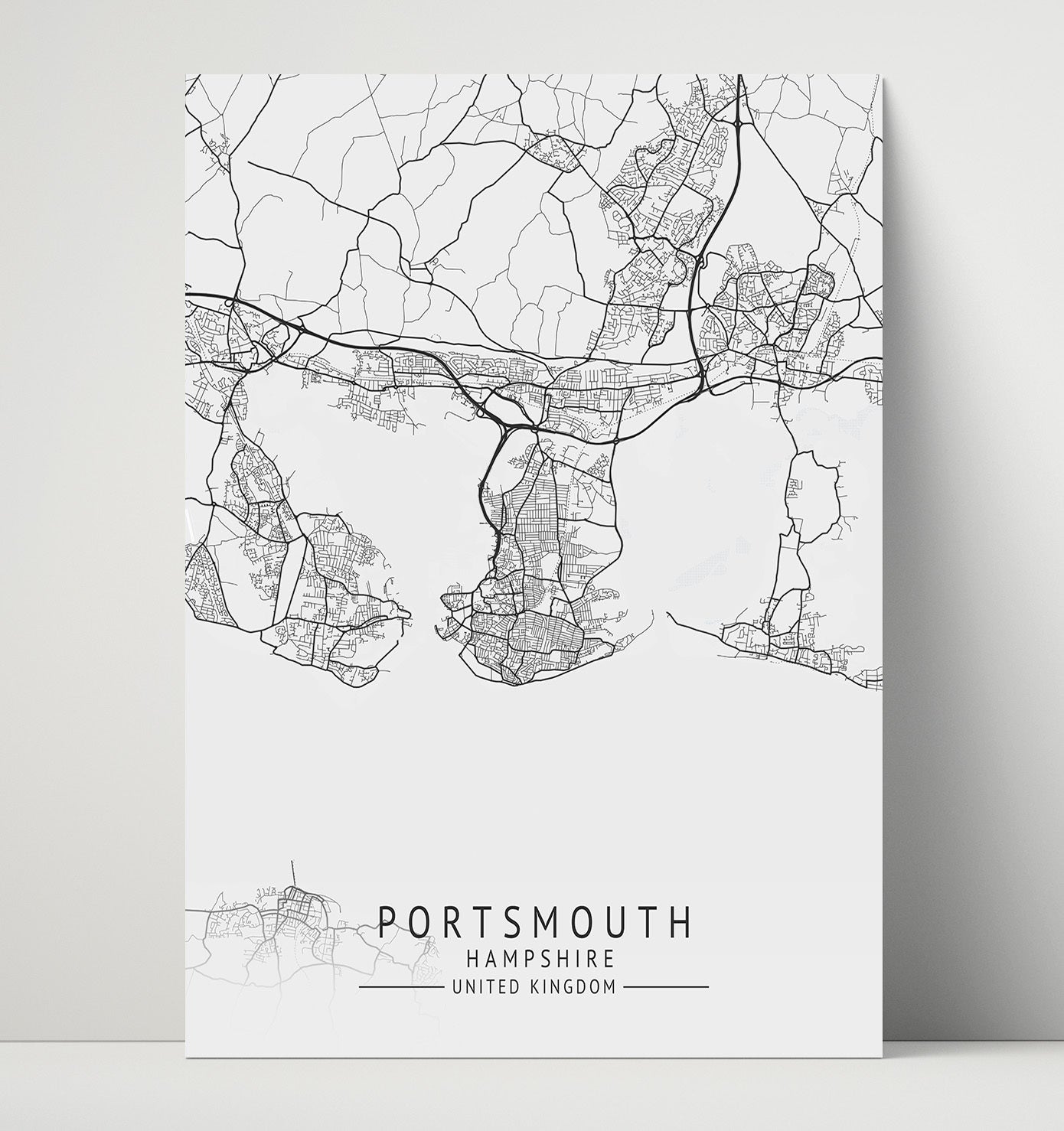 City Map Print - Portsmouth - Hampshire UK City Map 16x20 Unframed Print city map wall art print – UK City Map decor