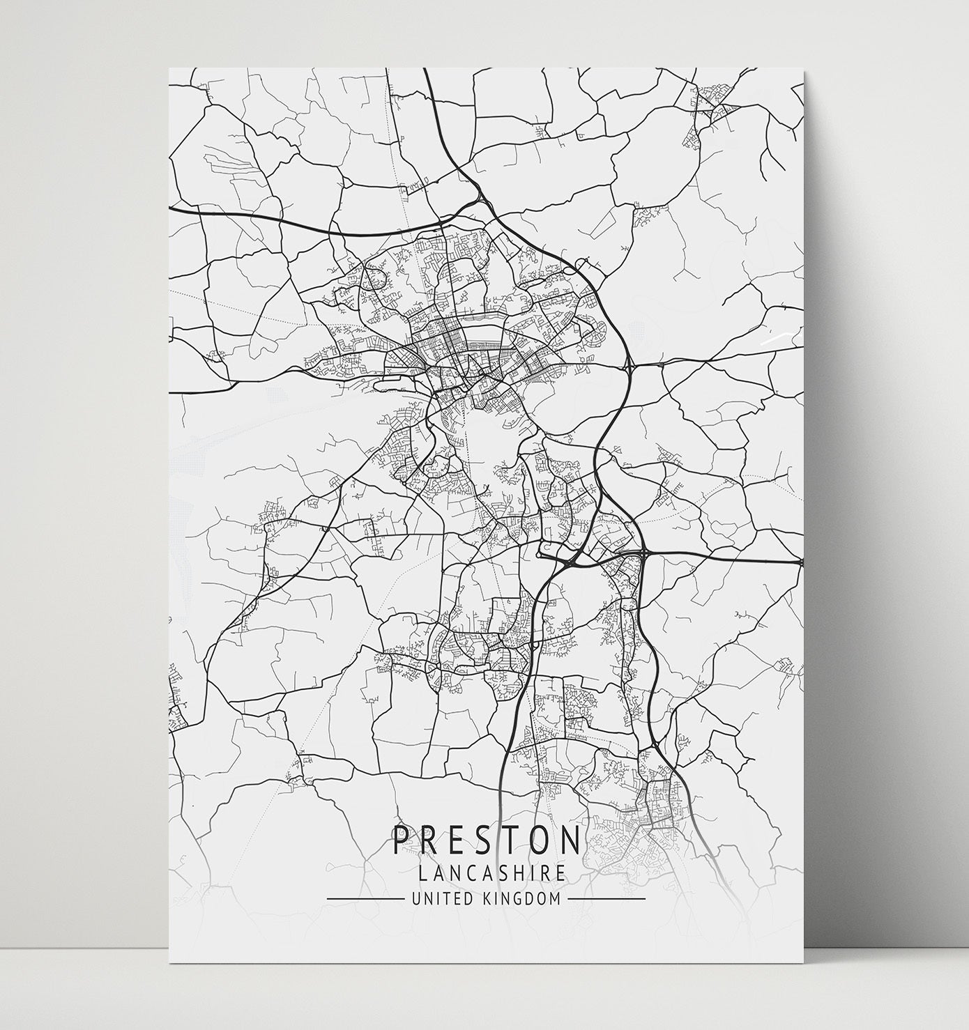 City Map Print - Preston - Lancashire UK City Map 16x20 Unframed Print city map wall art print – UK City Map decor