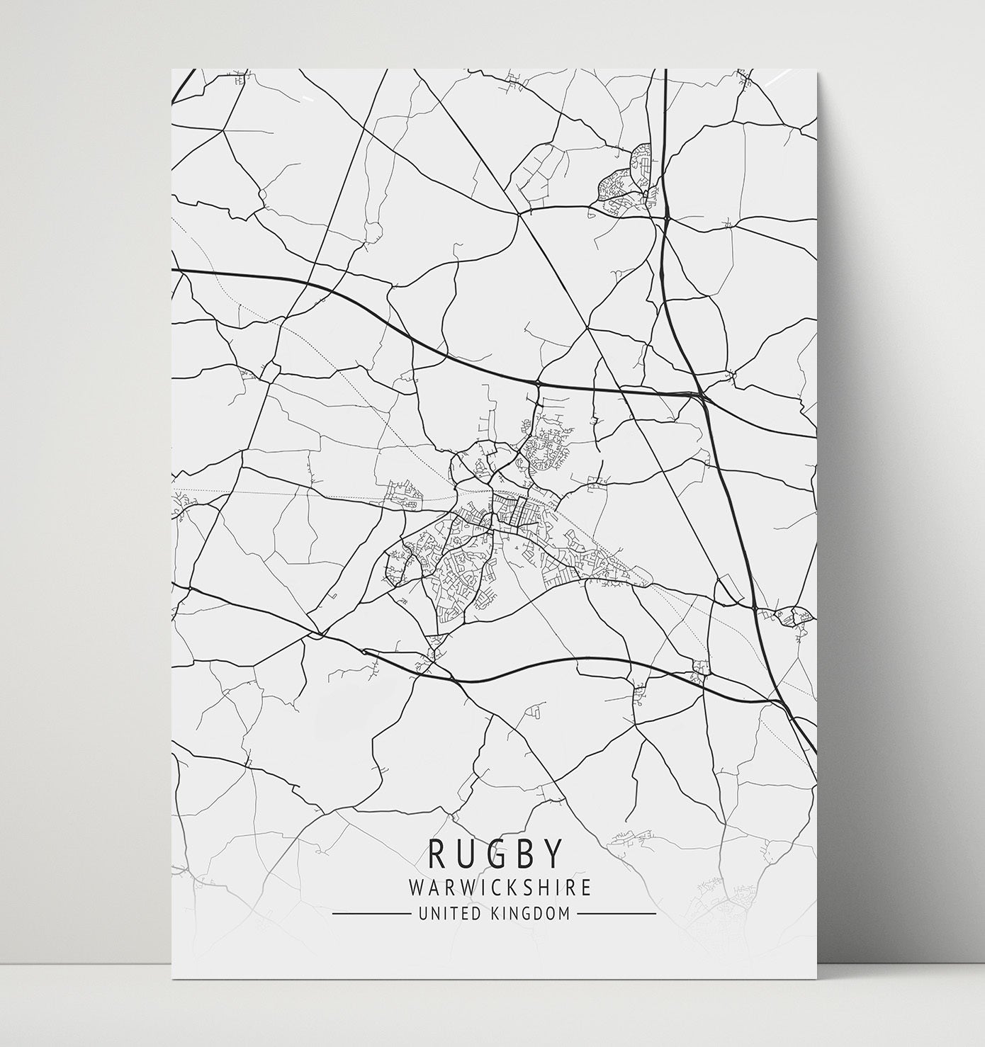 City Map Print - Rugby - Warwickshire UK City Map 16x20 Unframed Print city map wall art print – UK City Map decor