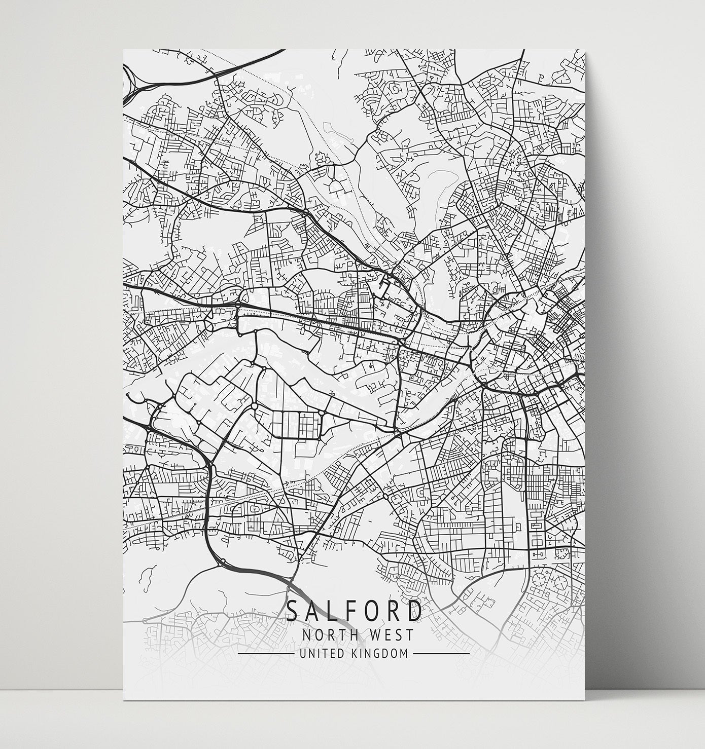 City Map Print - Salford - North West UK City Map 16x20 Unframed Print city map wall art print – UK City Map decor