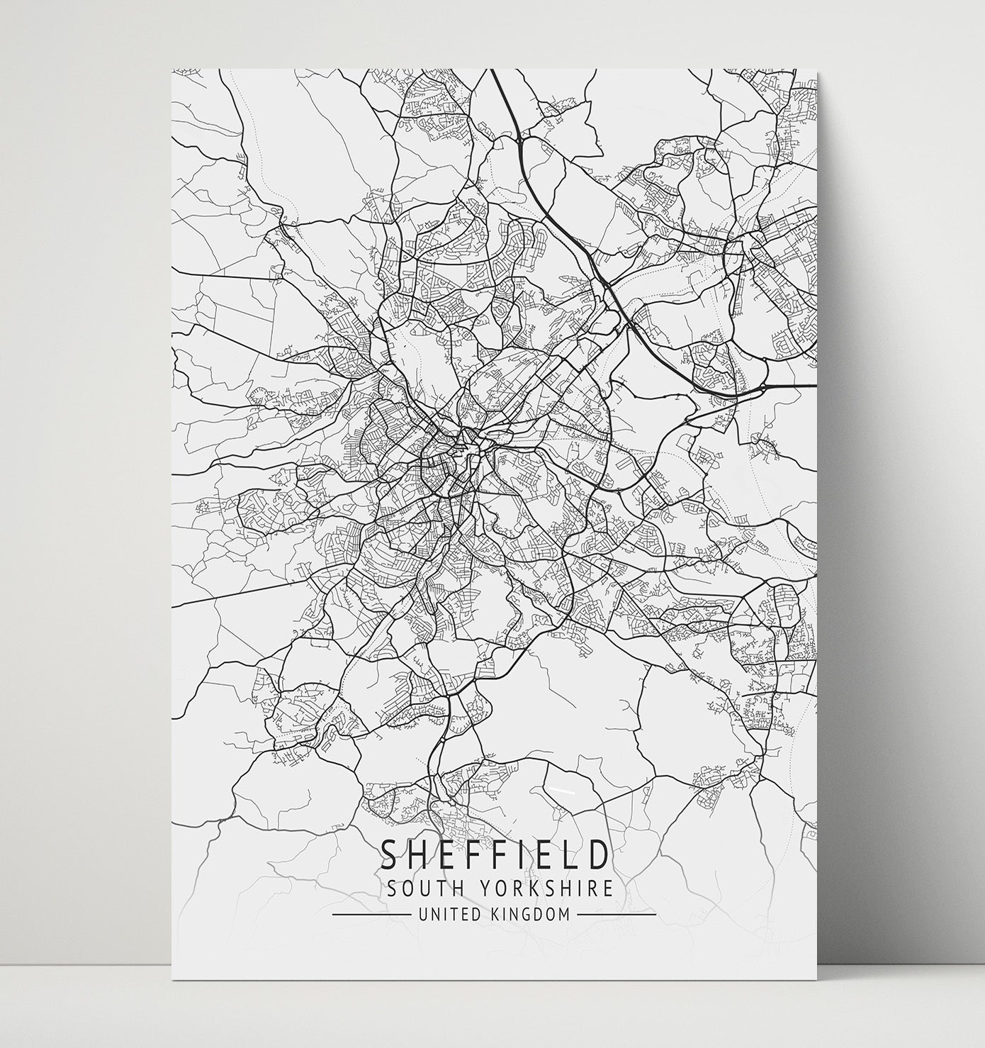City Map Print - Sheffield - South Yorkshire UK City Map 16x20 Unframed Print city map wall art print – UK City Map decor