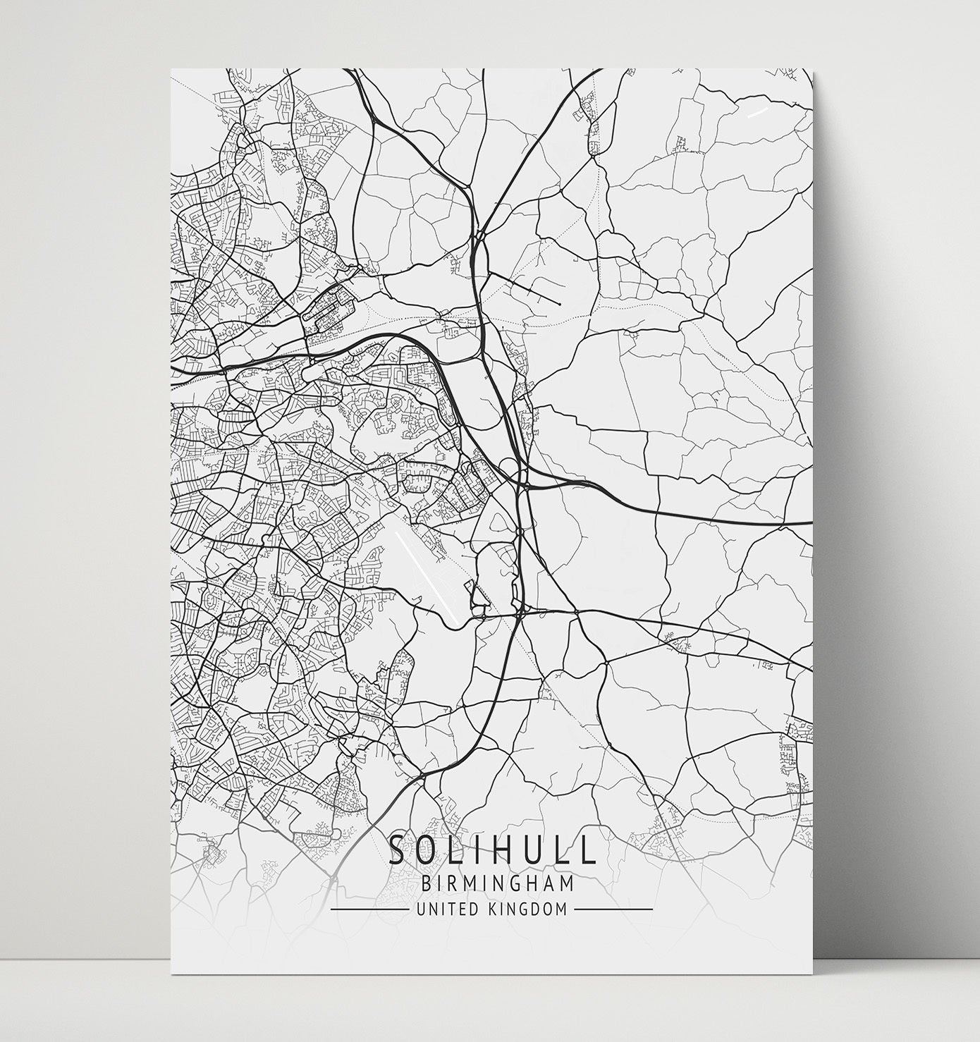 City Map Print - Solihull - Birmingham UK City Map 16x20 Unframed Print city map wall art print – UK City Map decor