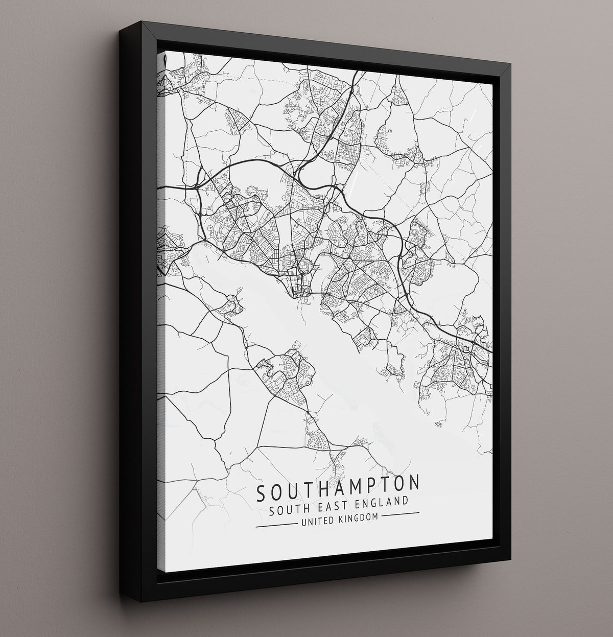 Southampton, South East England - UK City Map - 16x20 Framed Canvas