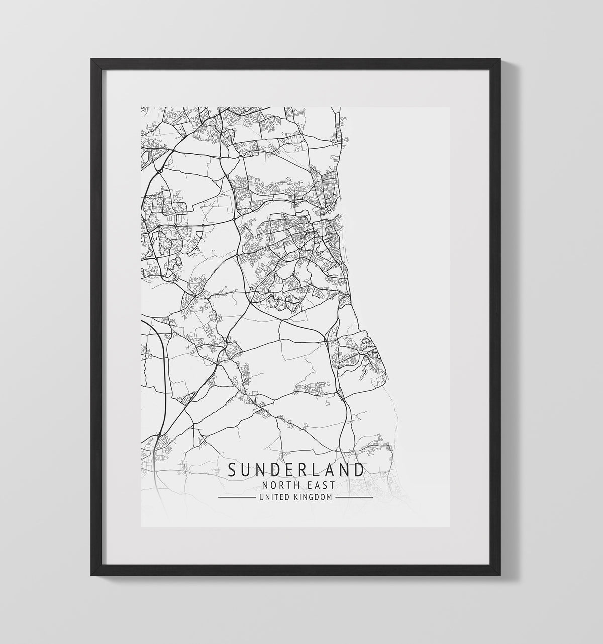 Sunderland North East UK city map print 16x20 Unframed Print