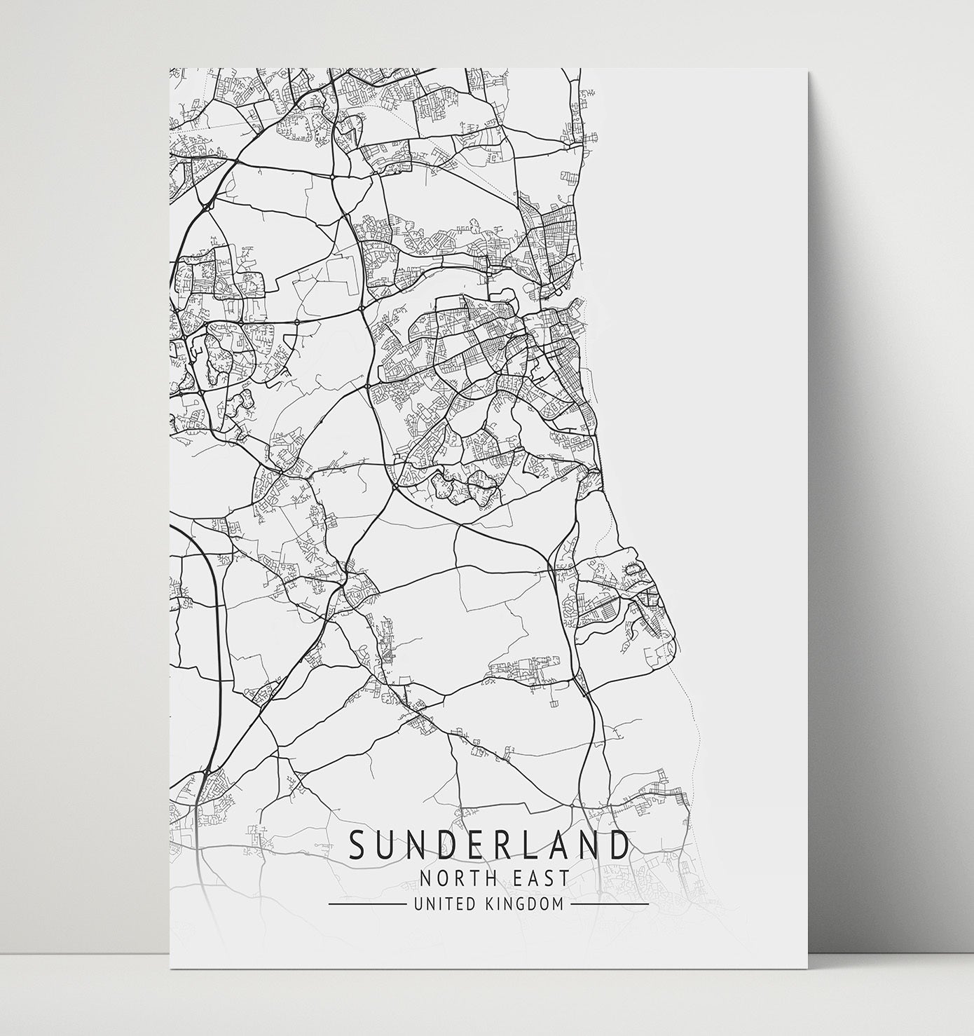 City Map Print - Sunderland - North East UK City Map 16x20 Unframed Print city map wall art print – UK City Map decor